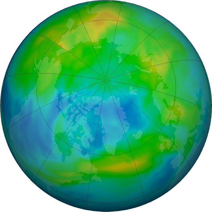 Arctic ozone map for 01 November 2023